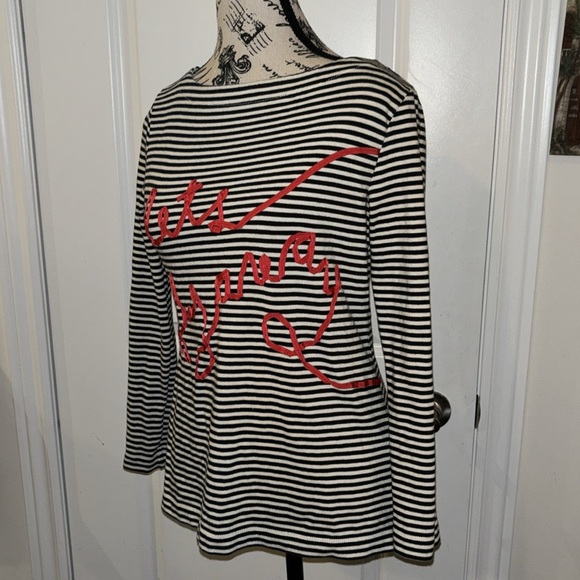 Kate Spade Women Blouse Shirt Cotton Striped Black White - Picture 4 of 6